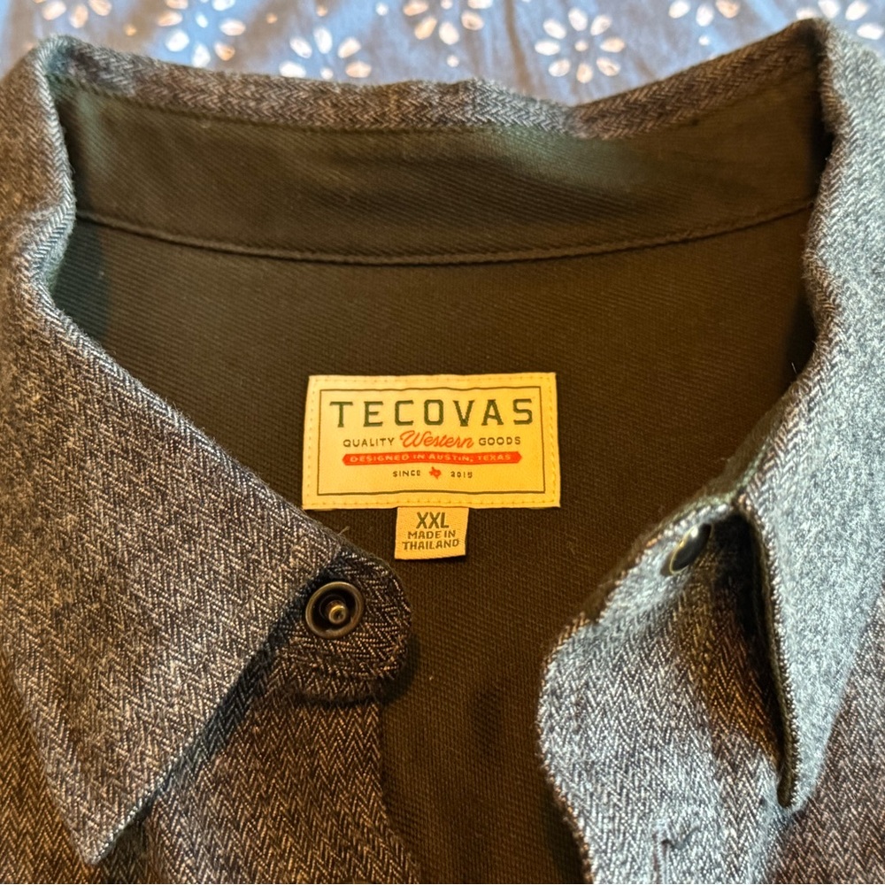 Tecovas Long Sleeve Herringbone Western Shirt Men's XXL - Picture 2 of 4